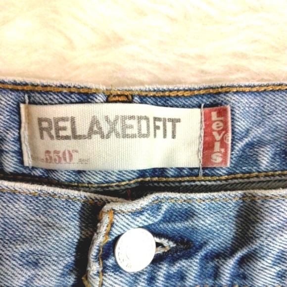 Levis 550 Mens 36 X 30 Relaxed Fit Denim Blue Jeans Stained Work Pants Distress - Picture 4 of 7